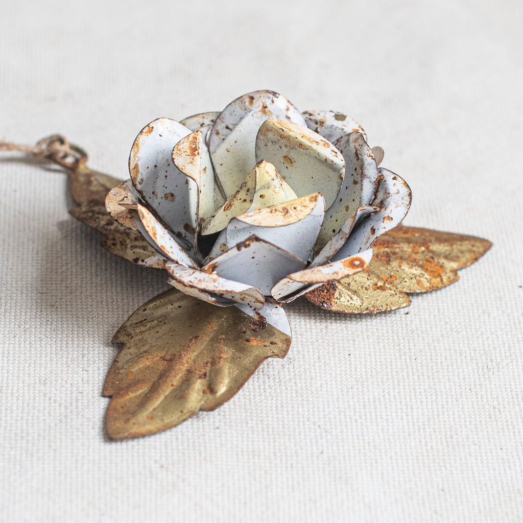 + Metal Rose Ornament - Antique White - The Lost + Found Department