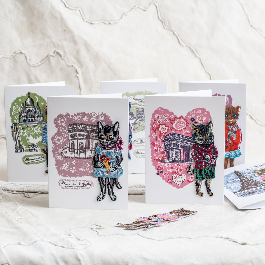+ Nathalie Lete  - Cats of Paris Gift Card with Iron on Cat Patch - The Lost + Found Department