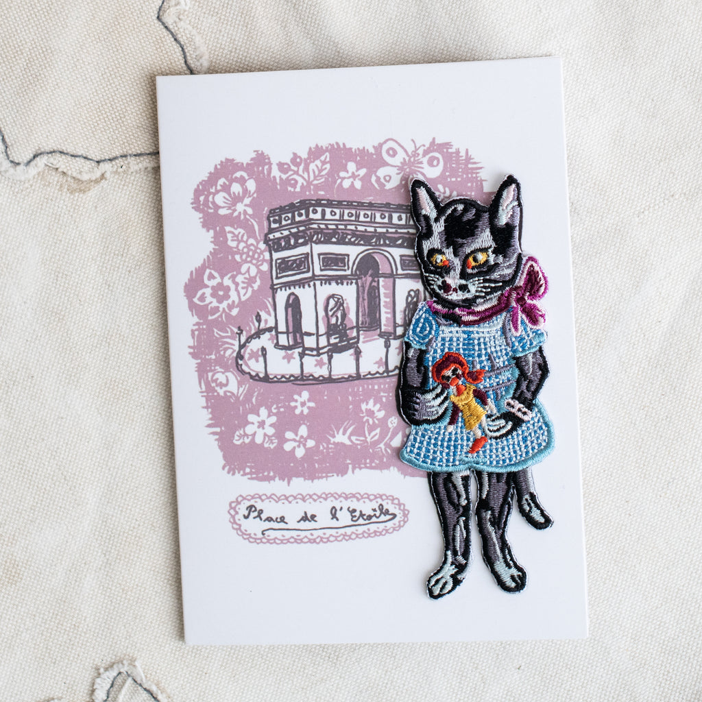 + Nathalie Lete  - Cats of Paris Gift Card with Iron on Cat Patch - The Lost + Found Department