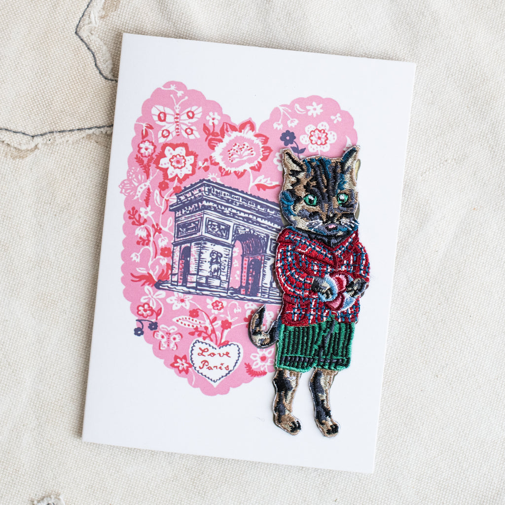 + Nathalie Lete  - Cats of Paris Gift Card with Iron on Cat Patch - The Lost + Found Department