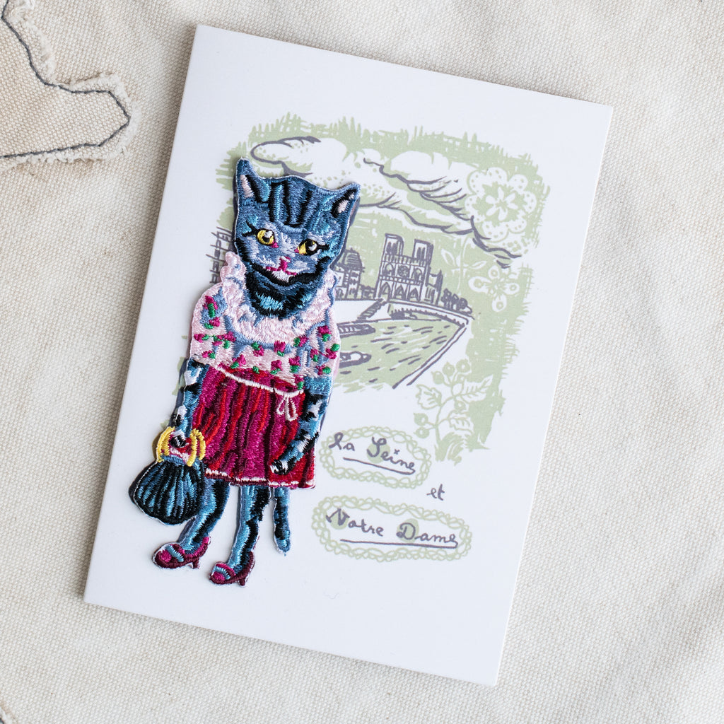 + Nathalie Lete  - Cats of Paris Gift Card with Iron on Cat Patch - The Lost + Found Department