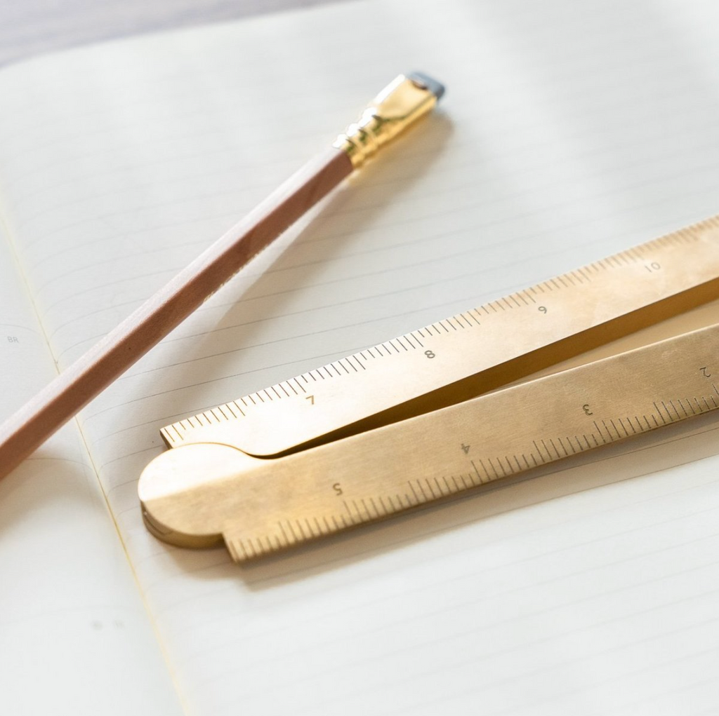 + Makers Cabinet Stria Folding Ruler with Brushed Brass Finish - The Lost + Found Department