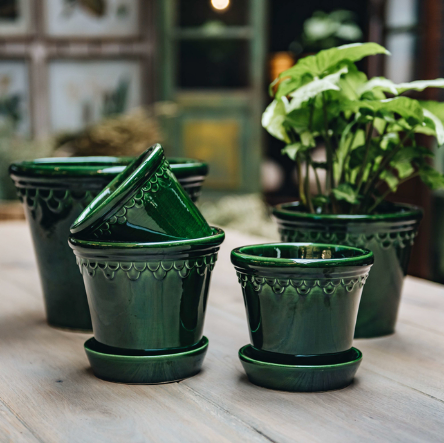 Bergs Potter Copenhagen "Castle' Pot -  Glazed Green Emerald - The Lost + Found Department