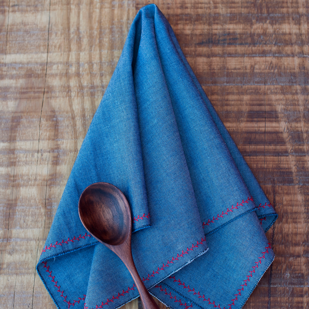+ Napkins - (Portugal) Chambray with Red Branch Set of 2 - The Lost + Found Department