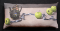 + Anita Mertzlin Linen Cushion - Apple And Ribbon Bolster size (Limited Edition) - The Lost + Found Department