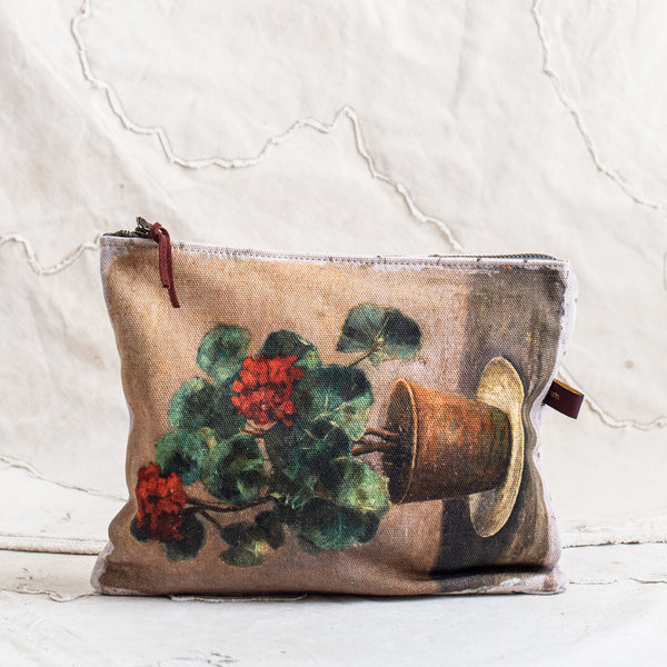 Swarm Canvas Painting Zip Clutch - Red Geraniums - The Lost + Found Department