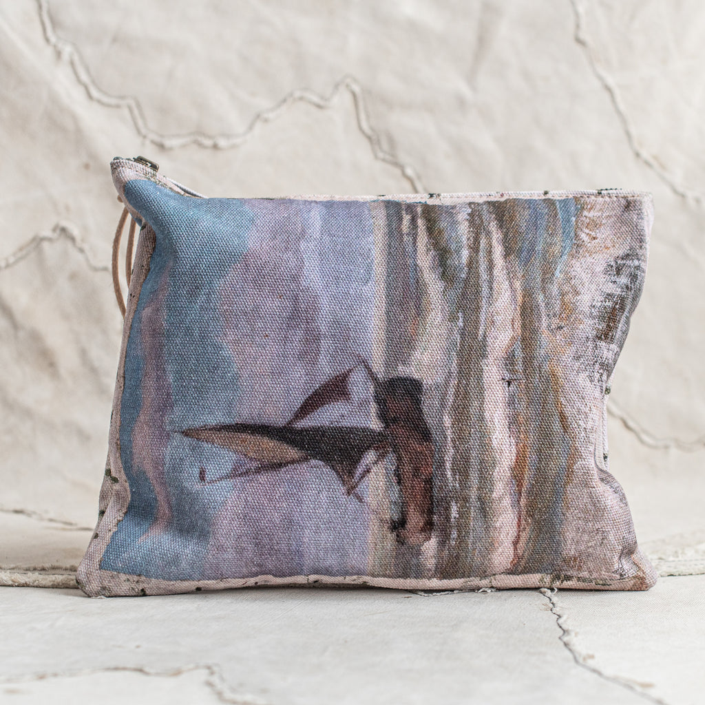 Swarm Canvas Painting Zip Clutch - Ocean Sail - The Lost + Found Department