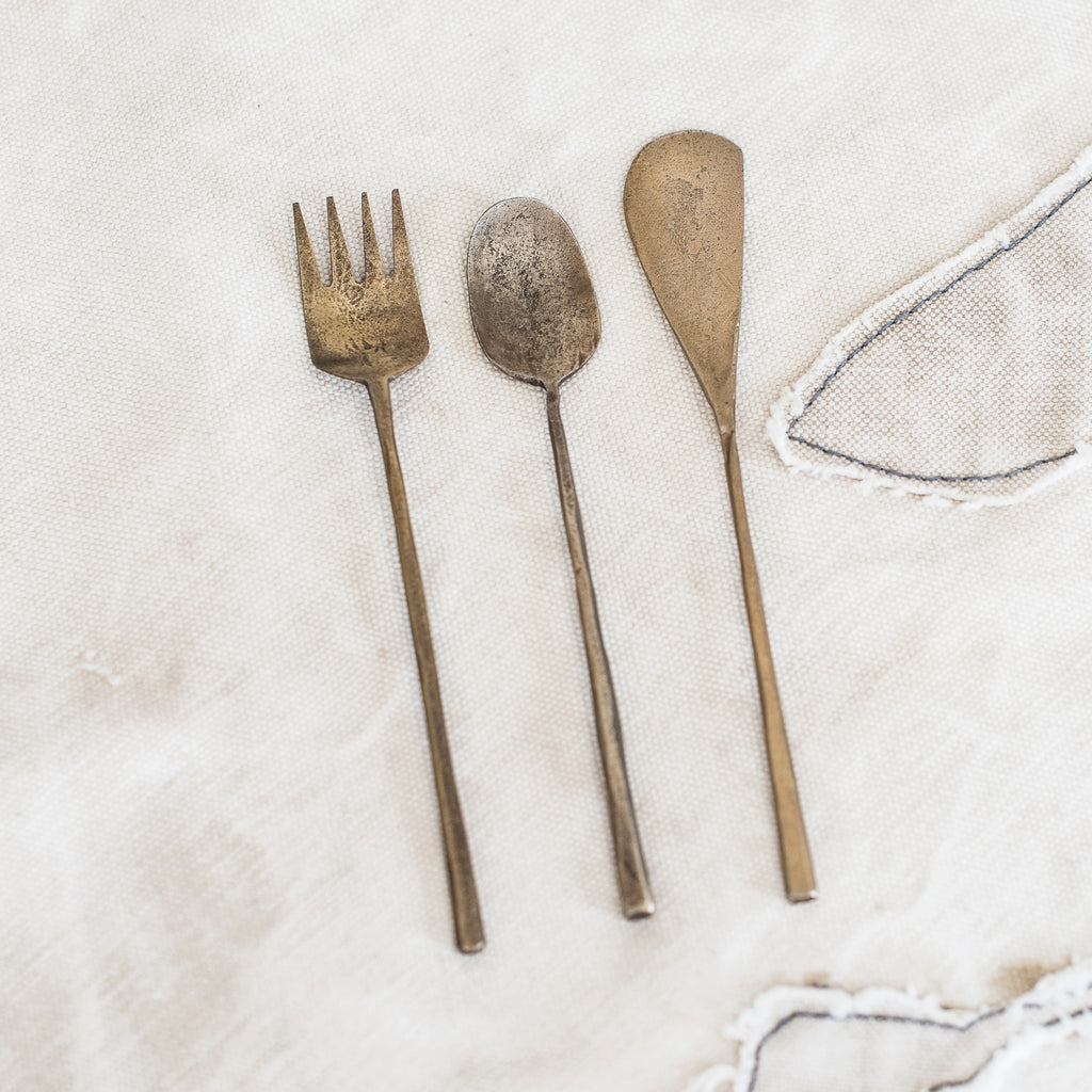 + Hand Beaten Teeny Tapas Cutlery in Antiqued or Bronze Finish - The Lost + Found Department