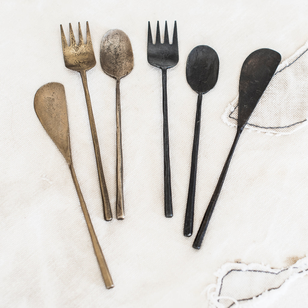 + Hand Beaten Teeny Tapas Cutlery in Antiqued or Bronze Finish - The Lost + Found Department