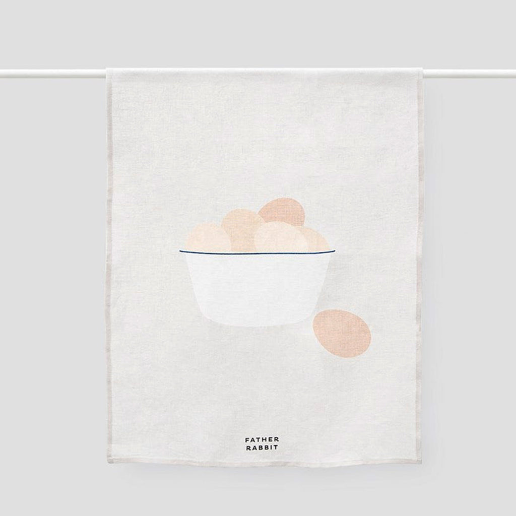 + Linen Tea Towel - Eggs in Enamel by Father Rabbit - The Lost + Found Department