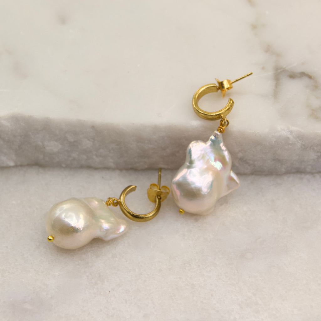 Baroque Freshwater Pearl Huggie Hoop - The Lost + Found Department