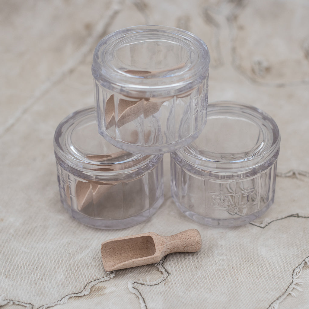 + Glass Salt Pot with Tiny Wooden Scoop - The Lost + Found Department